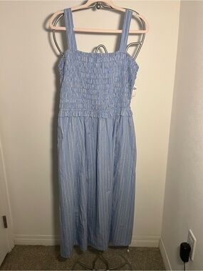 Cotton Striped Midi Dress